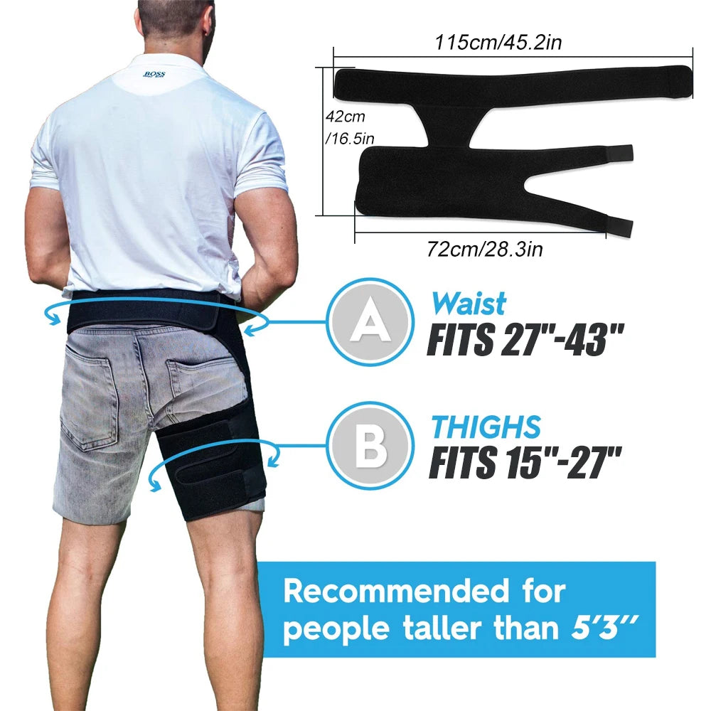 Adjustable Hip Groin Stabilizer and Hip Brace for Sciatica Pain Relief,Thigh Compression Support Wrap Sleeve for Hip Joint Pain