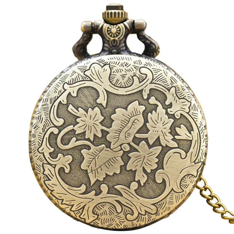 Steampunk Vintage Bronze Animal Horse Quartz Pocket Watch Necklace Pendant Clock Chain Men Women Chain Gift
