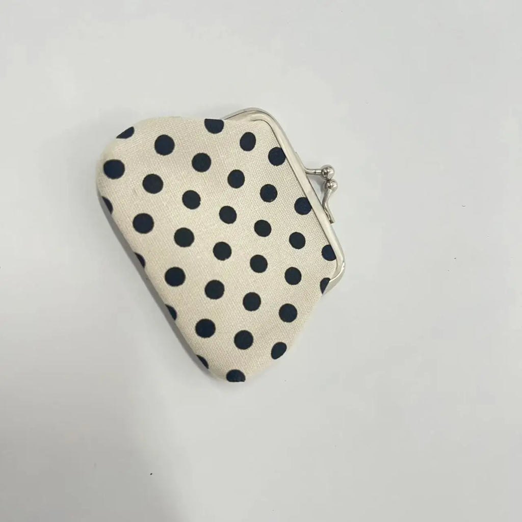 1pc Women's Polka Dot Coin Purse with Lock Closure,(Black/White, Red/White, Yellow/White),Lipstick Storage,Fashionable Accessory