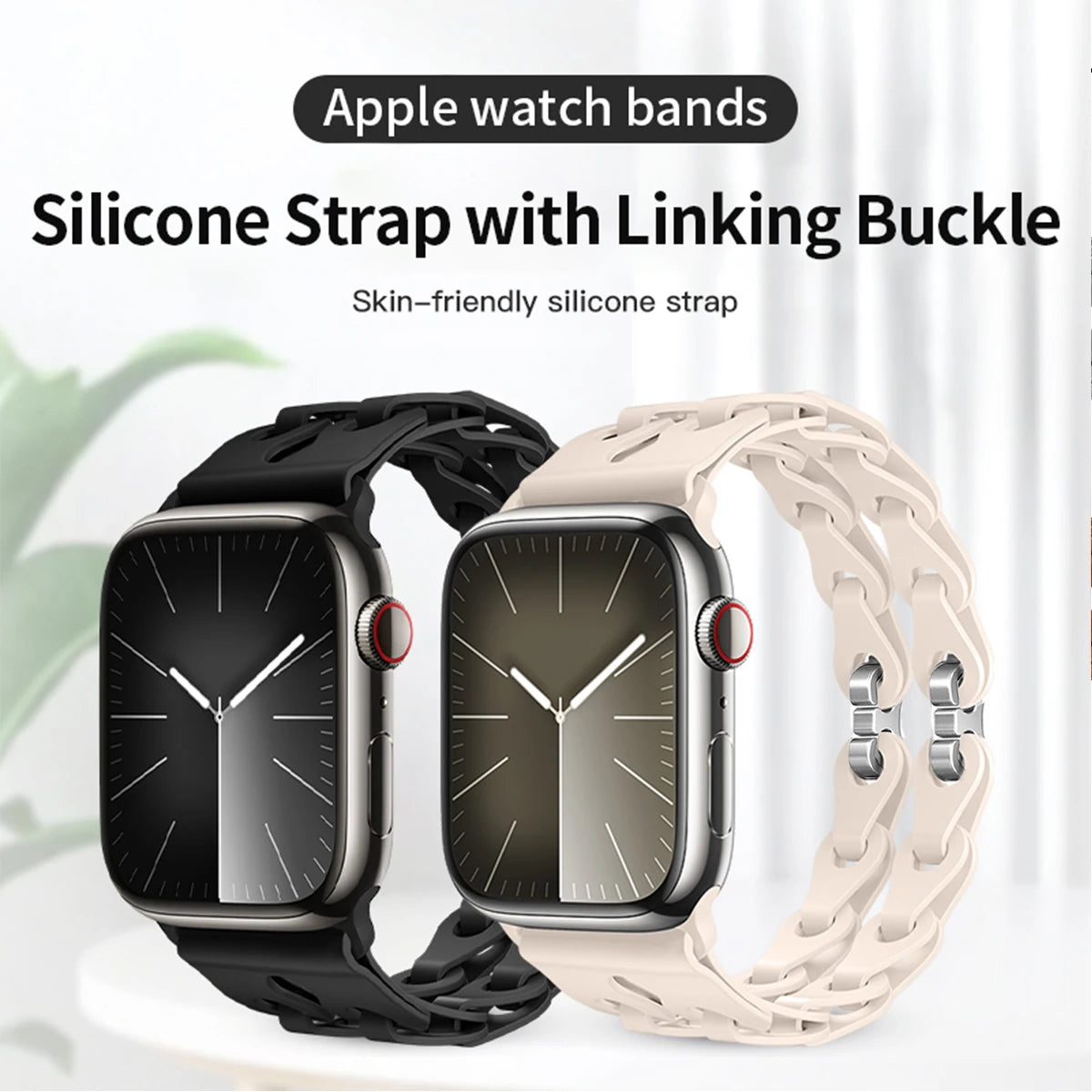 Chain Link Silicone Strap for Apple Watch Band Ultra 3 2 49mm 44mm 40mm 45mm 41mm 42mm Bracelet for Series 11 10 9 8 7 6 5 4 SE3