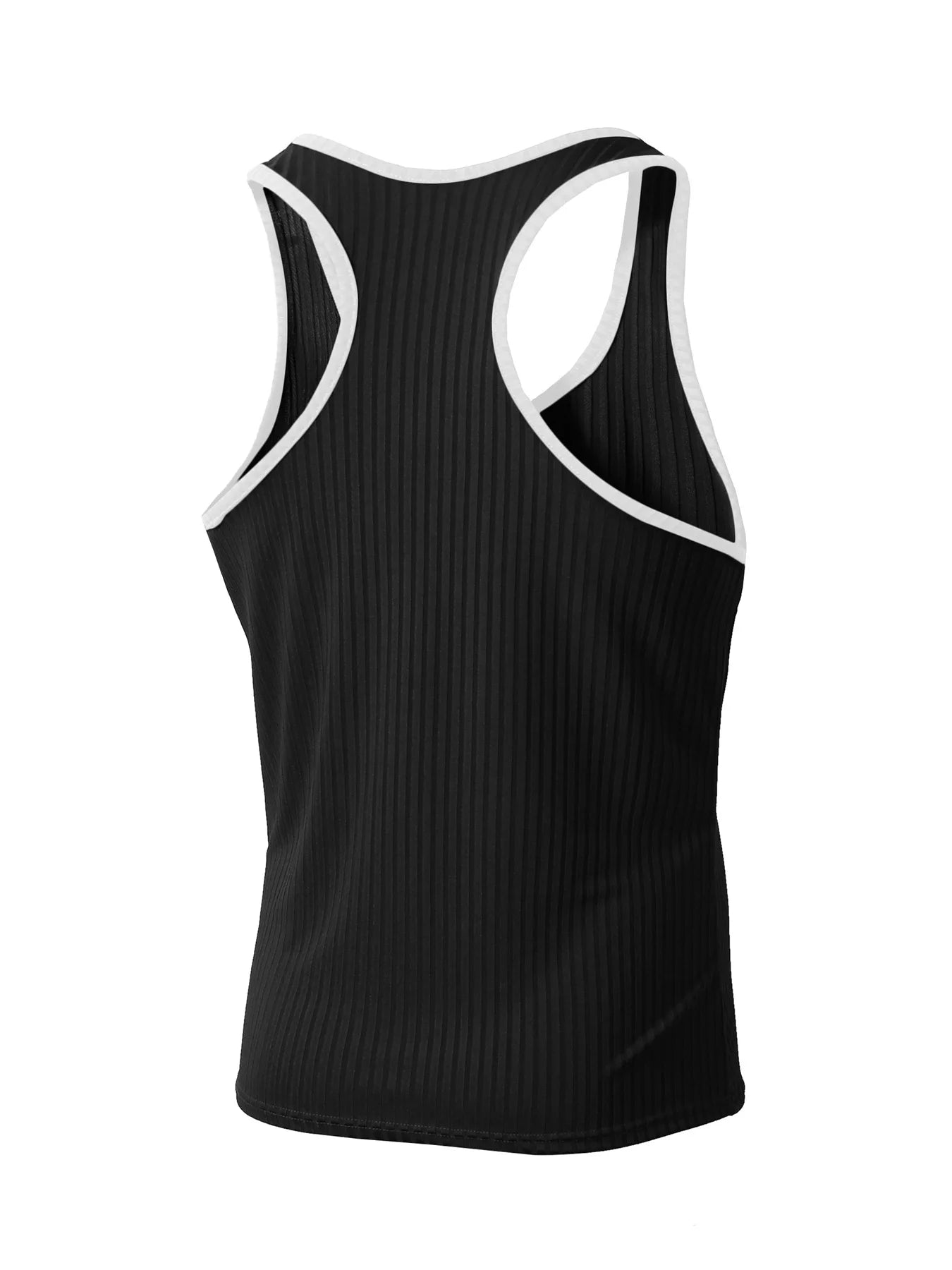 Summer Knitted Vertical Stripe Fitness Slim Vest for Men, Color-blocked Tank Top
