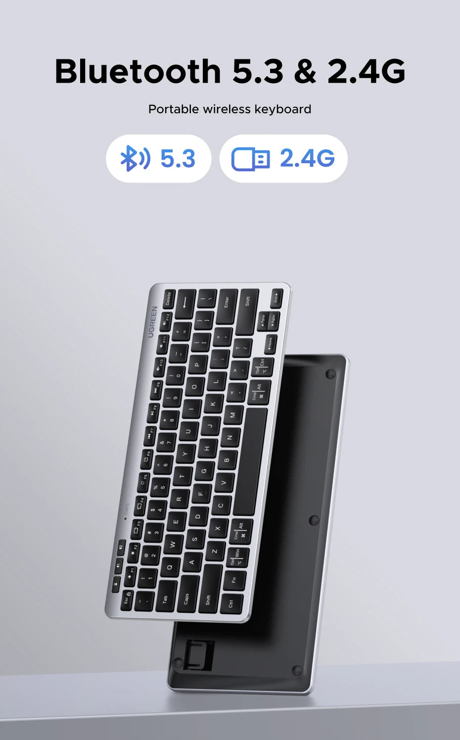 UGREEN Wireless Keyboard Bluetooth 5.3 & 2.4G Wireless Russian/EN 78 Keycaps For MacBook iPad PC Tablet