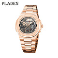 Power Reserve Mechanical Men Wristwatch Skeleton Stainless Steel Powerful Automatic Watches Square Waterproof Hand Clock Gift