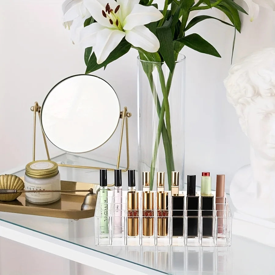 36-Grid Lipstick Display Stand, Desktop Cosmetic Storage Case, Multi-Purpose Holder for Cosmetics & Perfumes