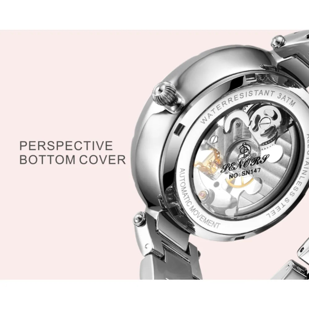 Luxury Women's Waterproof Skeleton Tourbillon Mechanical Watches Night Glow Beauty Elegant Mechanical Watch For Women