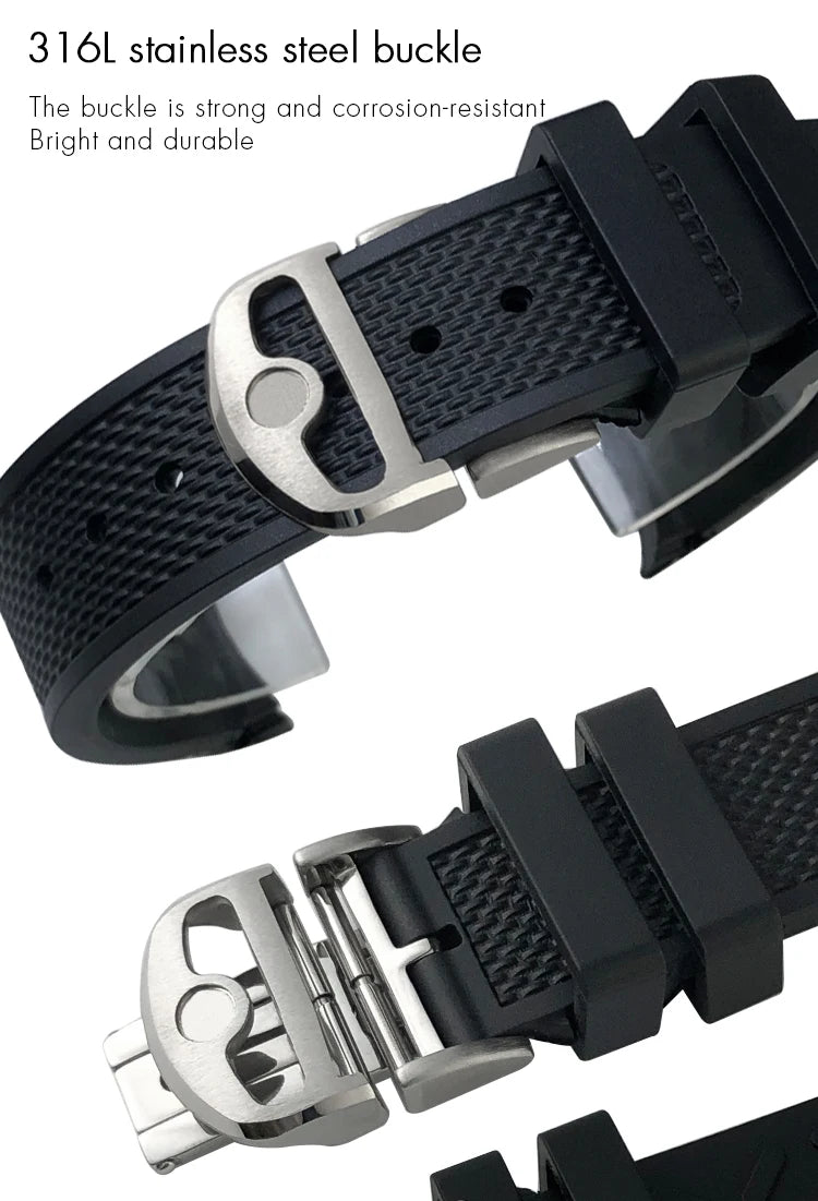 19mm 20mm Curved Rubber Silicone Watchband Fit for IWC Big Pilot Portofino Mark Black Blue Bracelets Diver Sports Watch Strap