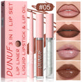 Matte Lip Liner Lip Gloss Lip Oil Set, 3-in-1 Waterproof Non-sticky Long-Lasting Lipstick, Nude Deep Red Mauve, Christmas Makeup