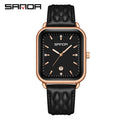 SANDA 1134 Women's Square Quartz Watch Black Fashion Crystal Waterproof Date Pointer Wristwatches for Ladies Watches Gift