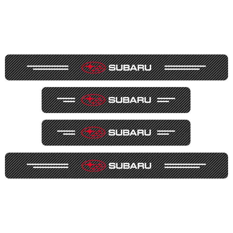 Car Door Threshold Scuff Plate Carbon Fiber Decals Stickers For Subaru Impreza Forester Outback Legacy Crosstrek XV Leone WRX