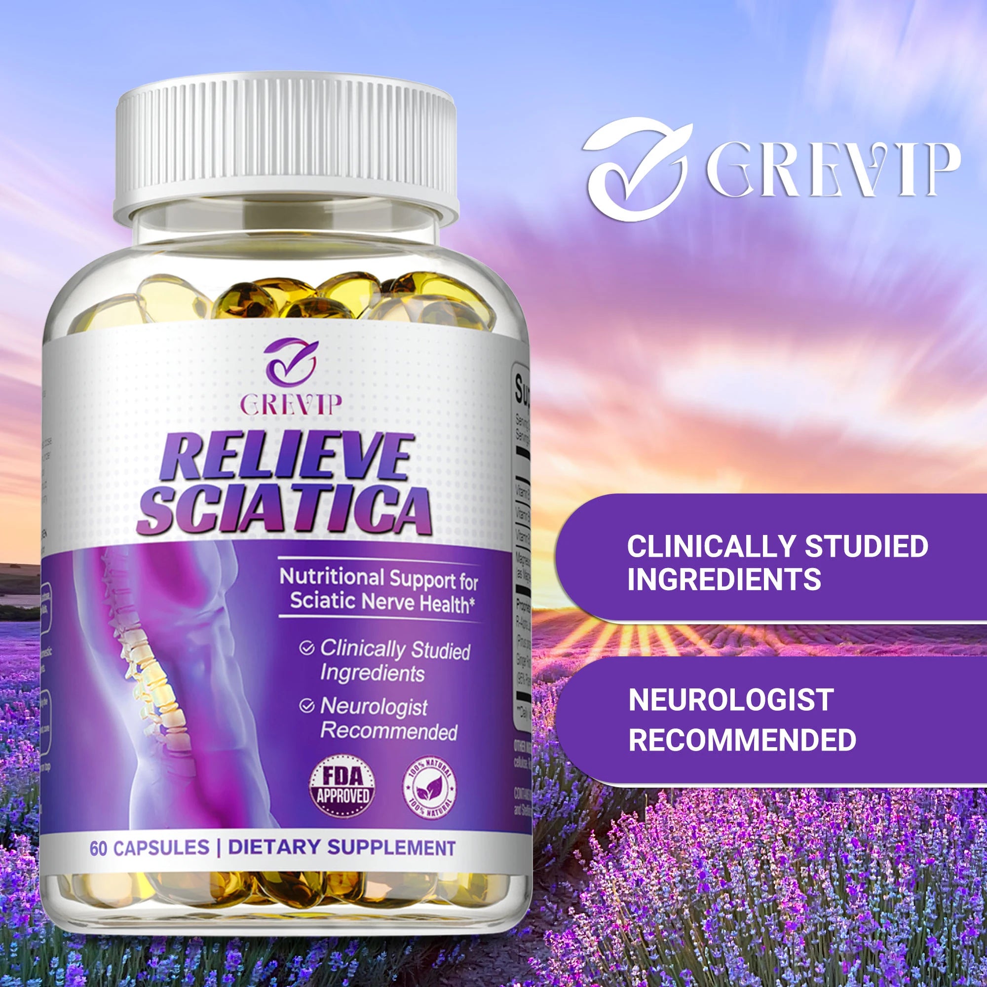 Sciatic Nerve Relief - Alpha Lipoic Acid - Promotes Sciatic Nerve Comfort & Relieves Nerve Pain - 60 Capsules