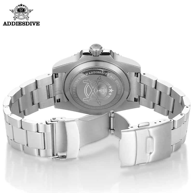 ADDIESDIVE 41mm Men's Diver Quartz Watch Domed Glass Ceramic Bezel Wristwatch Waterproof 200m Super Luminous Stainless Watches
