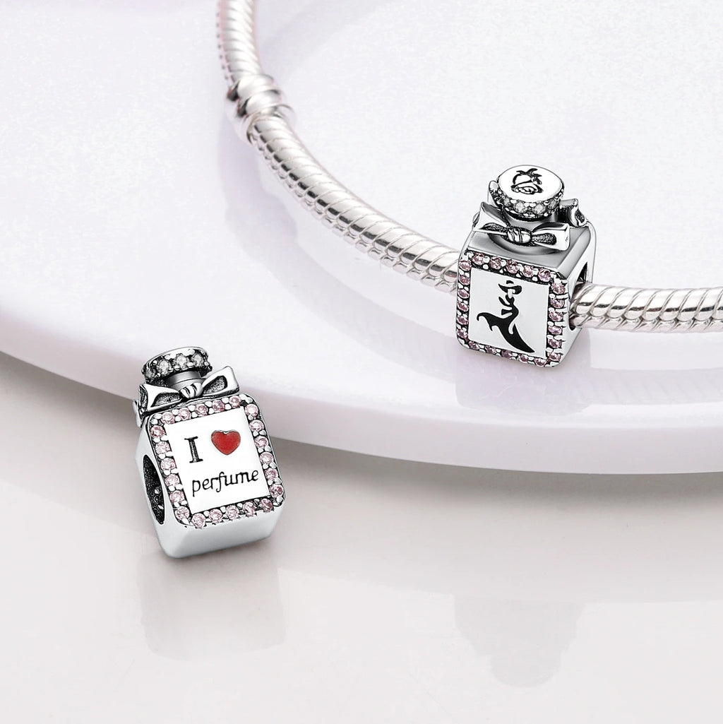925 Silver Lipstick High Heels Charms For Lady Pendant Fit Original Bracelet DIY Ornament