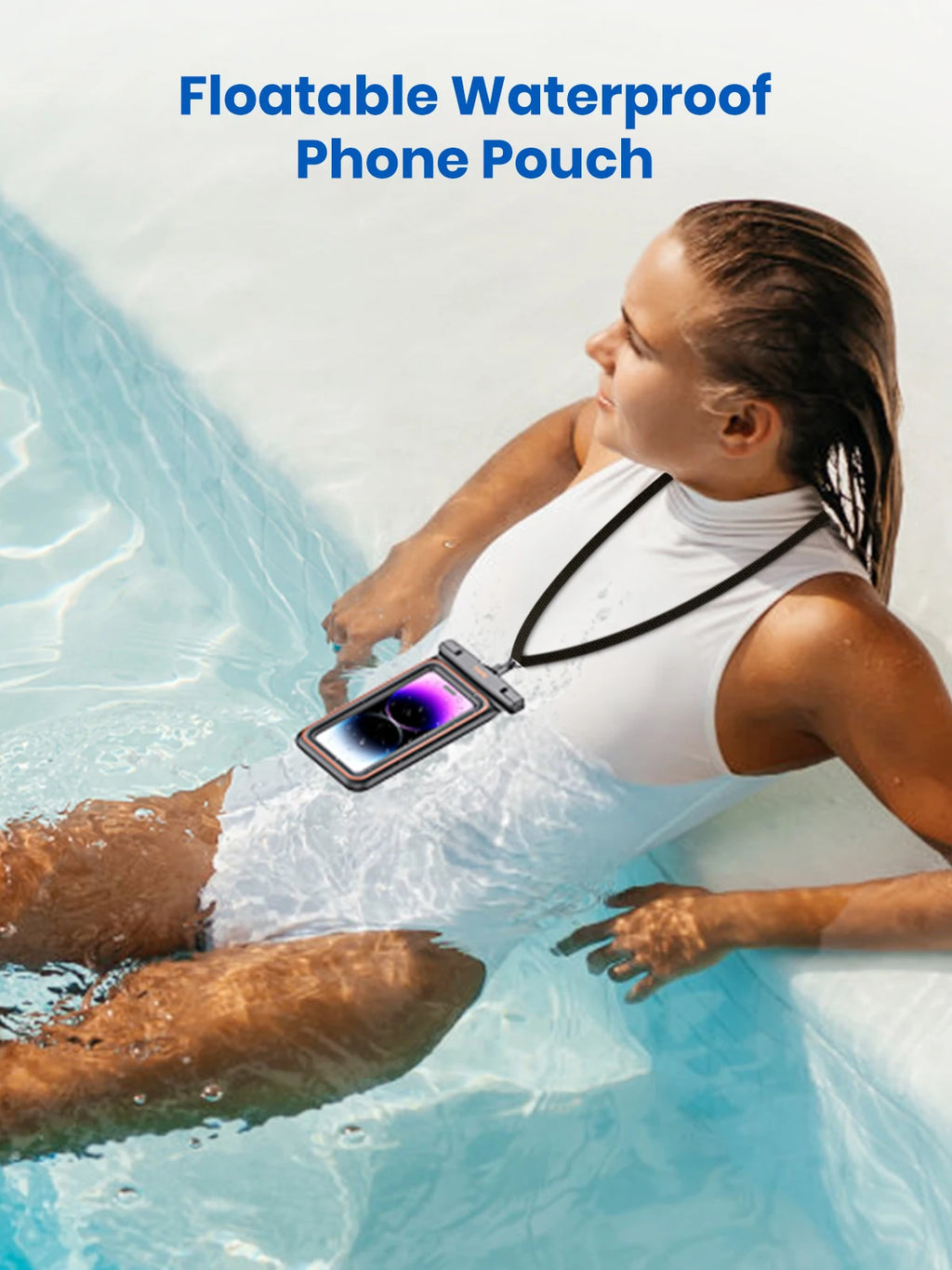 TOPK Waterproof Phone Pouch IPX8 Floating Dry Bag Waterproof Phone Case for Vacation Beach compatible with under 7 inches phones