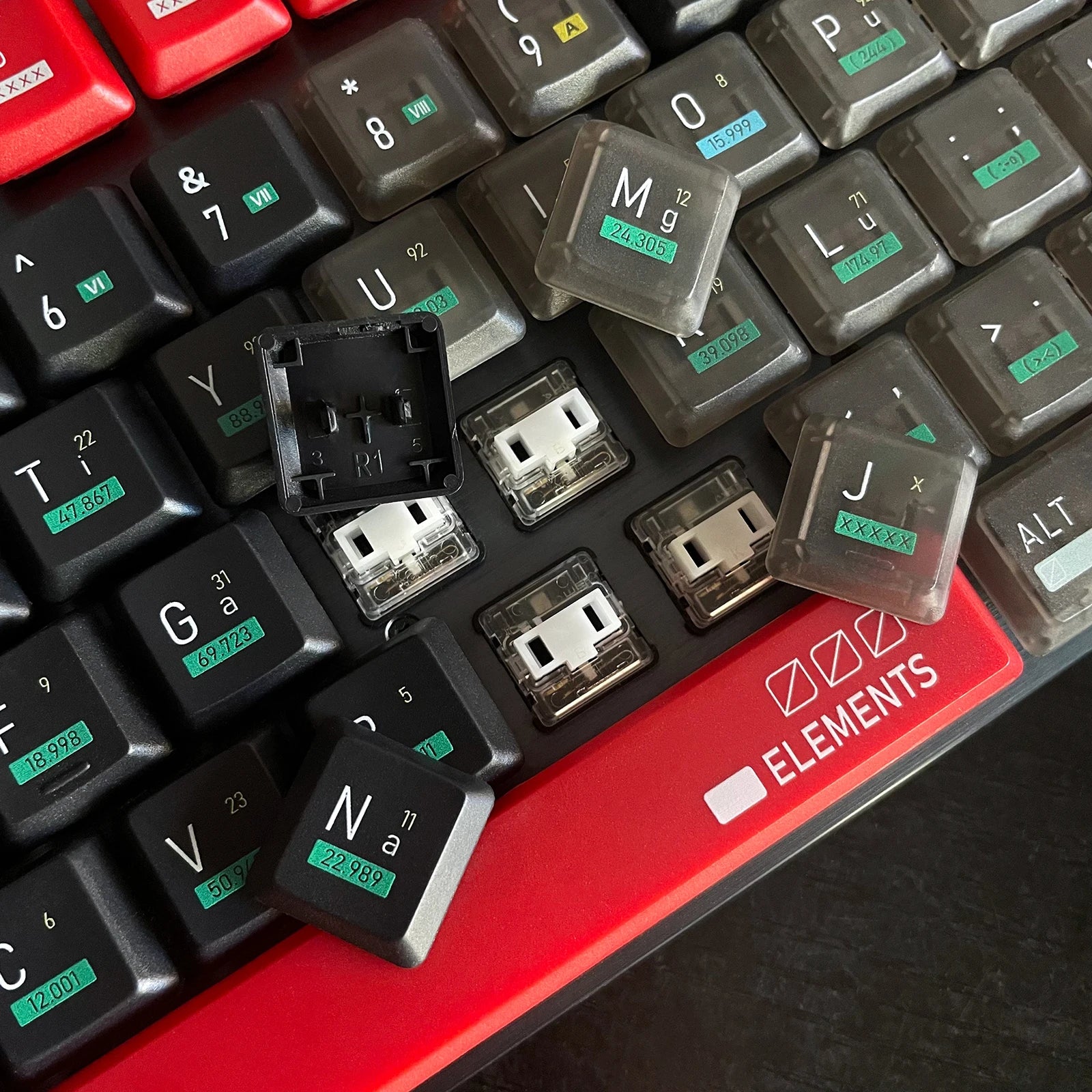 Chemical Element Keycaps,PC+PBT Custom Heart TP Keycap Set Suitable for Logitech G915/G815 Mechanical Keyboard,Only Keycaps