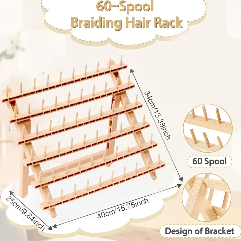 Braiding Hair Rack Braid Set Include Braiding Stand, Parting Comb, Sectioning Clips,Rat Tail Comb and Magnetic Pin Wristband