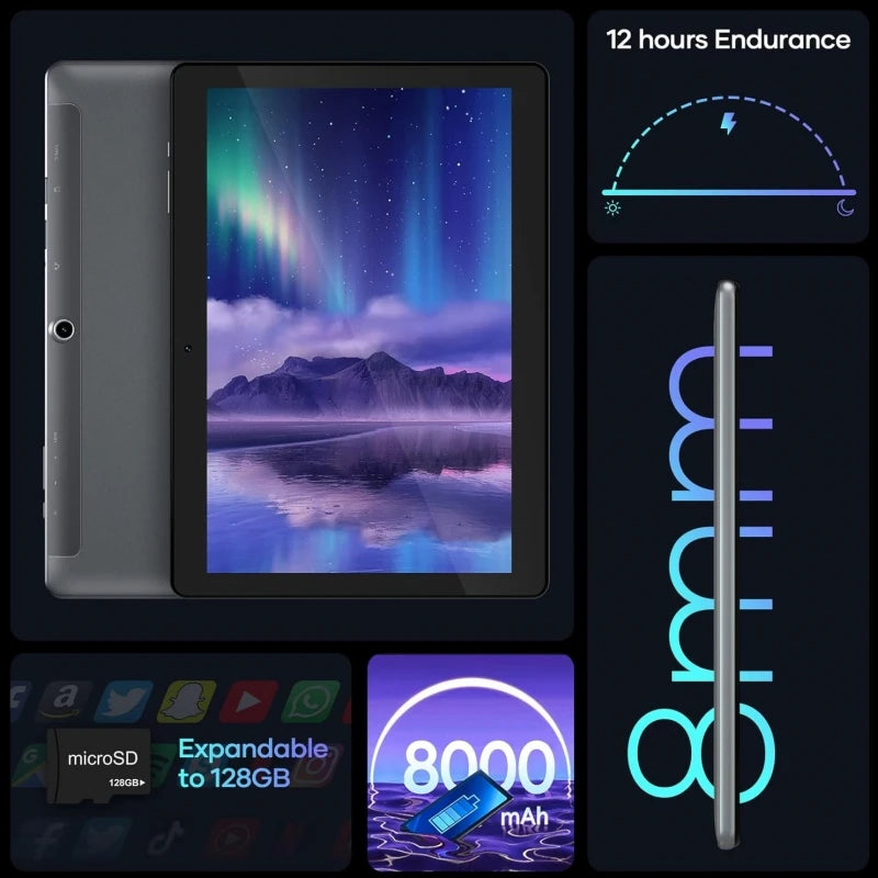 10.1 INCH Android 11 Tablet PC FC10 RAM 2GB ROM 32GB Allwinner A133 Quad-Core 1.4GHz  Resolution 1280 x 800 IPS HD Dual Camera
