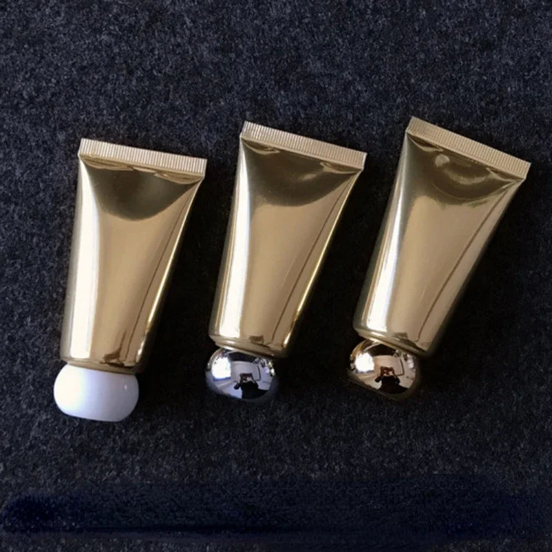 Wholesale New 30ml cosmetic Soft Tubes Vacuum pump squeeze Hose Bottles Gold Alum Eye Cream Bottles sunscreen Refilable Bottles