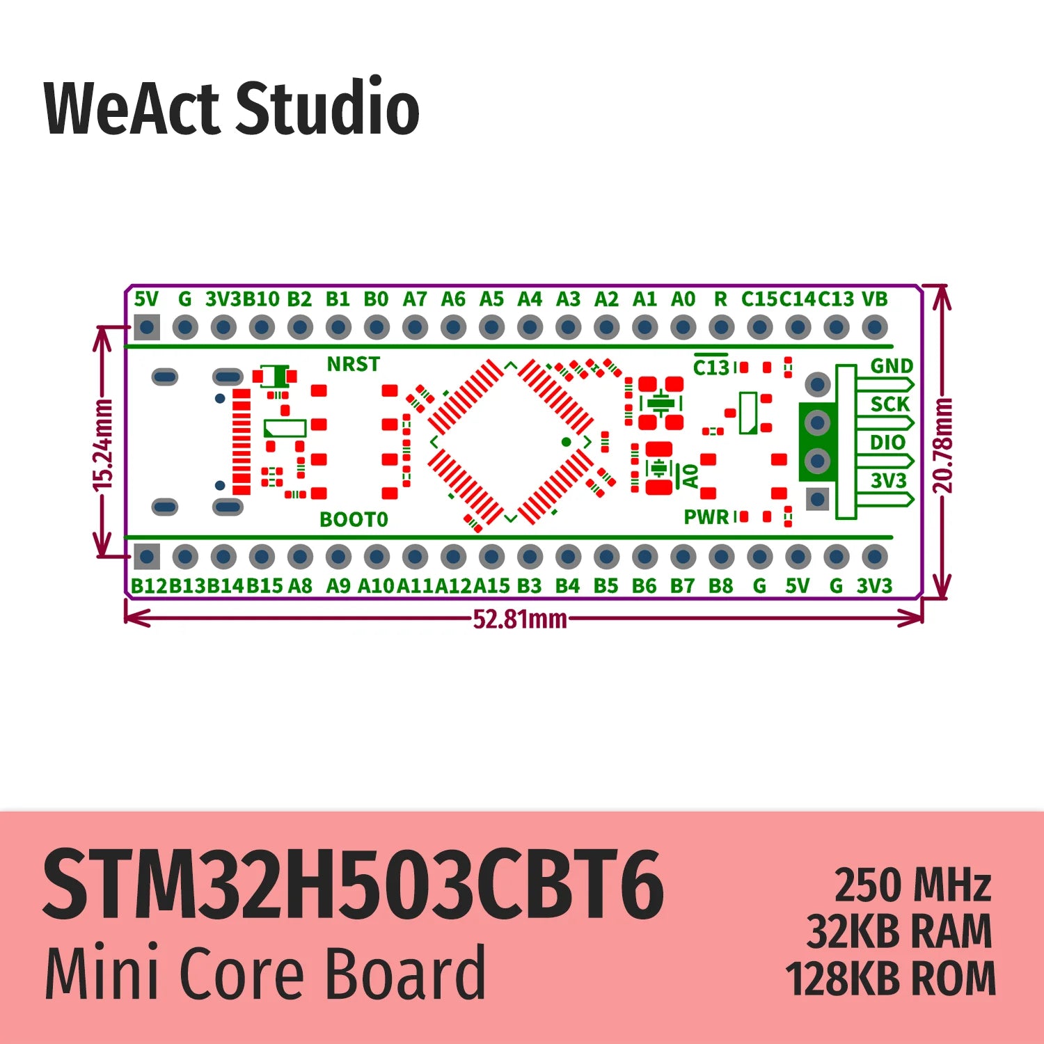 WeAct STM32H503CBT6 STM32H503CB STM32H503 STM32H5 STM32 Core Board Demo Board