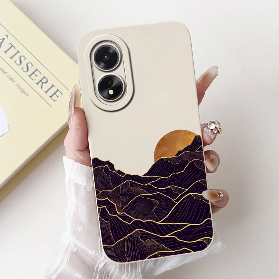 For Oppo A38 CPH2579 Phone Case New Fashion Soft Matte Silicone Rabbit Flower Goothic Style Capa For Oppo A18 CPH2591 Back Cover