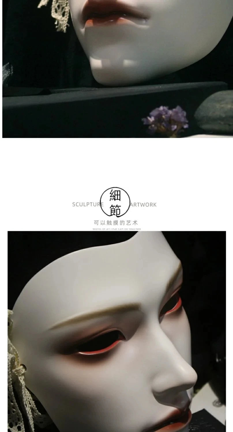 Japanese Style Women Soul Mask Ancient Warrior Wearable Decor Mask Venice Dance Ball Party Dress Up Full Face Mask for Men Gift