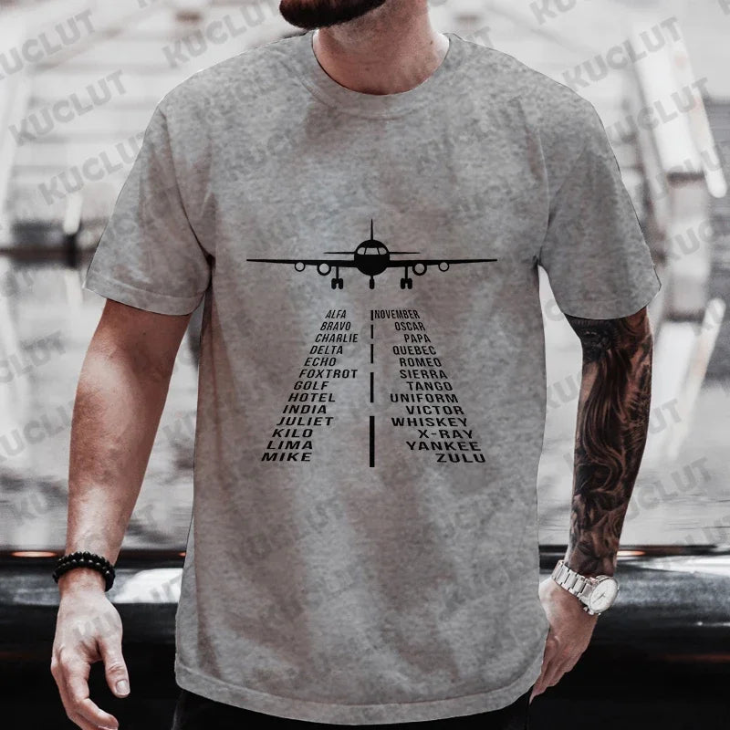 Airplane Travel Women Men T Shirt Summer Tops Women Men's Tops Funny Pilot Tee Aviation Alphabet Shirt Mens T Shirt Male Clothes