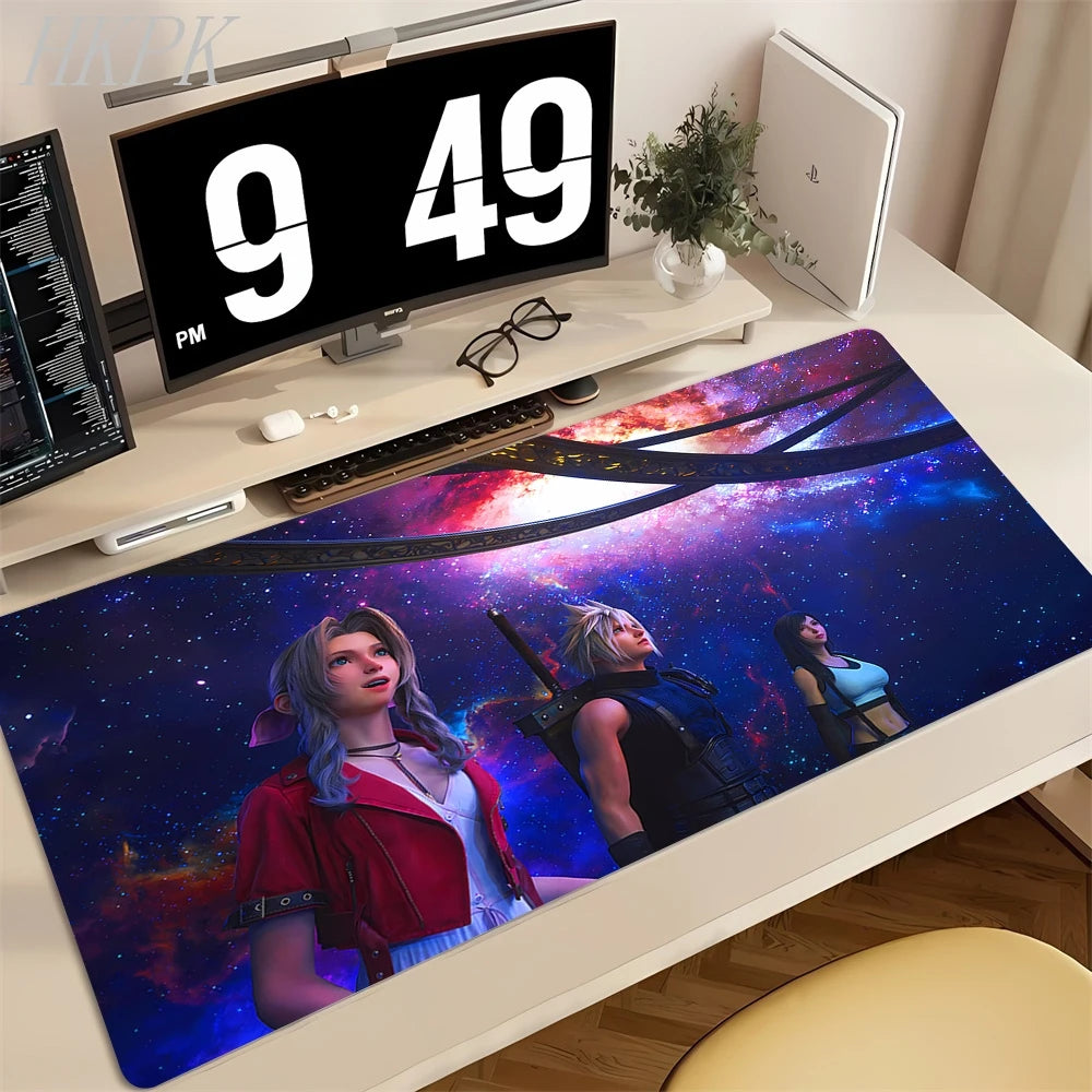 Playmat Final Fantasy Aerith Tifa Natural Rubber Deskmat Stitched Edges Mousepad Gaming Table Office Accessory Game Mouse Mats