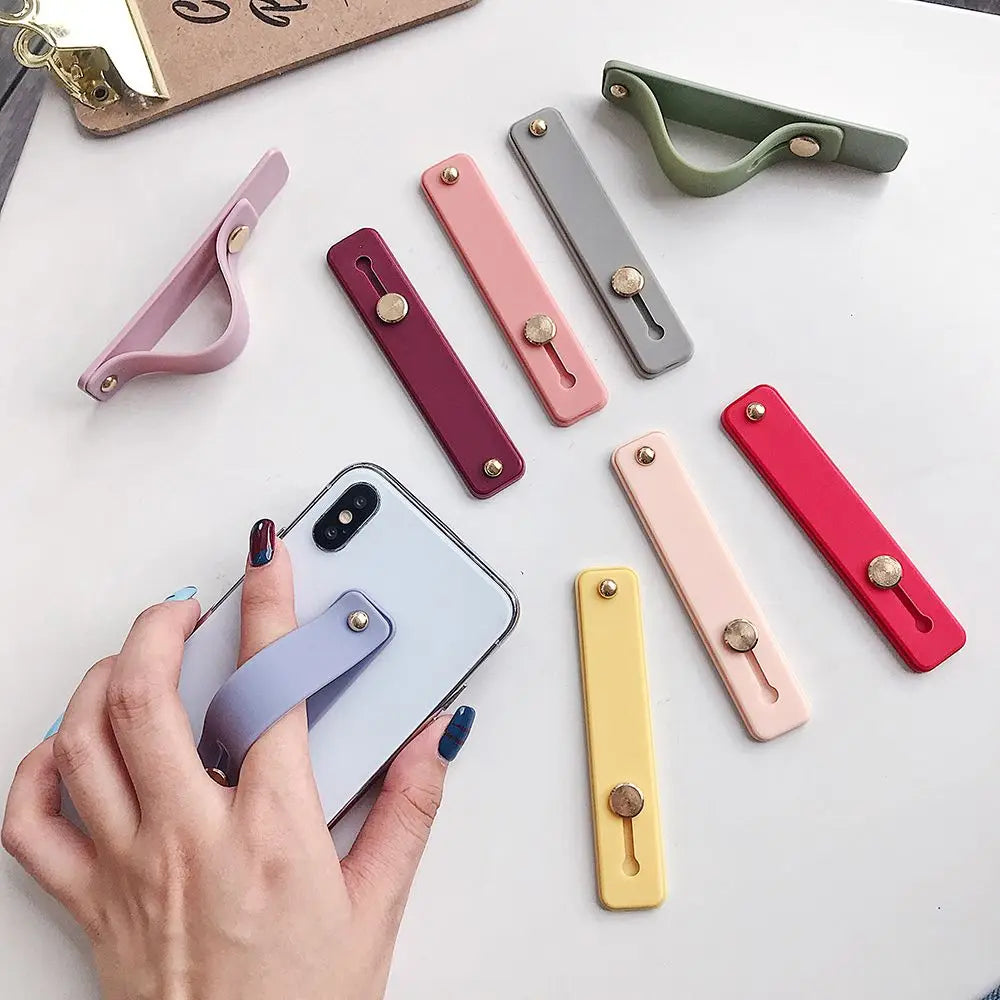 Fashion Phone Holder  Silicone Phone Hand Band Holder Finger Ring Push Pull Grip Stand Candy Color Bracket