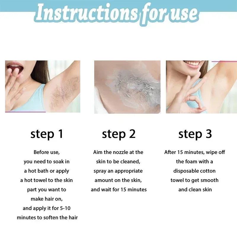 Body Hair Removal Spray Permanent Hair Removal Hair Growth indolore crème de soins du corps