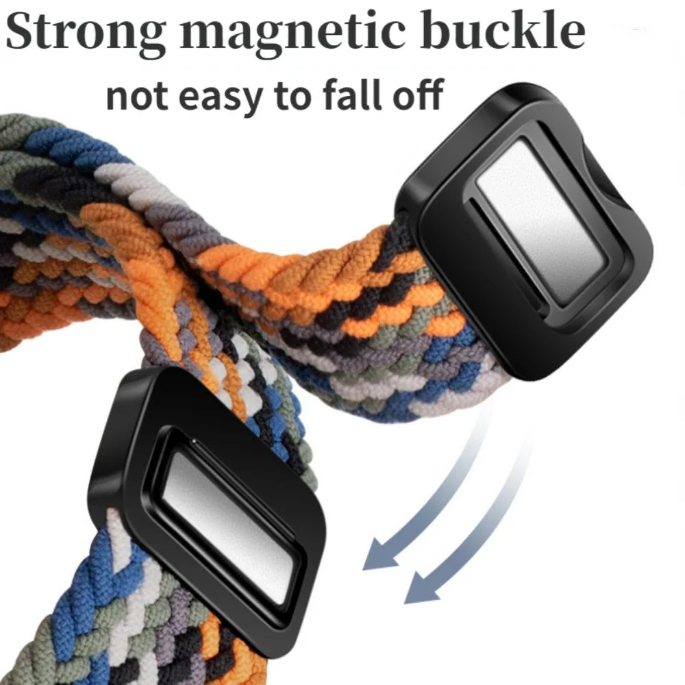 20mm 22mm Magnetic Bracelet for Samsung Galaxy Watch 7/6/Classic/5/4/3 Braided Nylon Strap for Huawei Watch 4/3/GT6 5 4 Pro Band