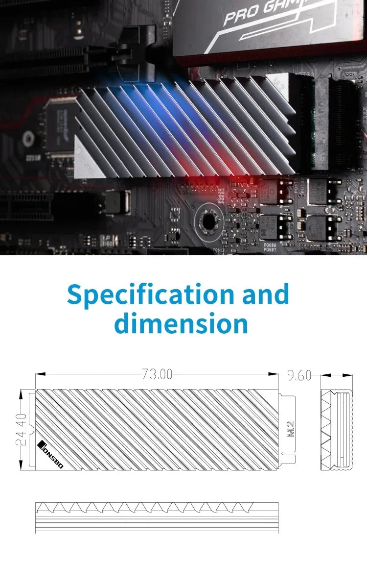 Jonsbo M.2 2280 Solid State Hard Disk Aluminum Heatsink SSD NVMe Heat Sink with Thermal Pad PC Accessories