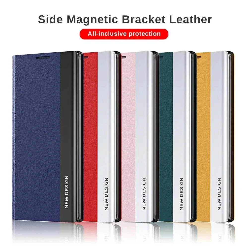 Kickstand Flip Case For Xiaomi Redmi Note 13 14 12 11 11S 10 10S 9 Pro Plus 5G Shockproof Plating Leather Phone Cover Carcasa