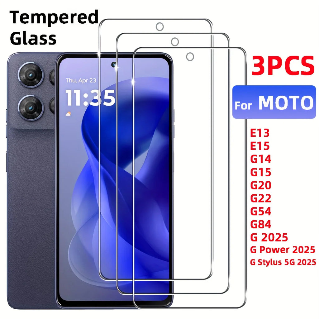 3Pcs Tempered Glass For Motorola Moto G Power 2025 G2025 G15 G14 G20 G22 G54 G84 E15 E13 G Stylus 5G 2025 2024 Screen Protector