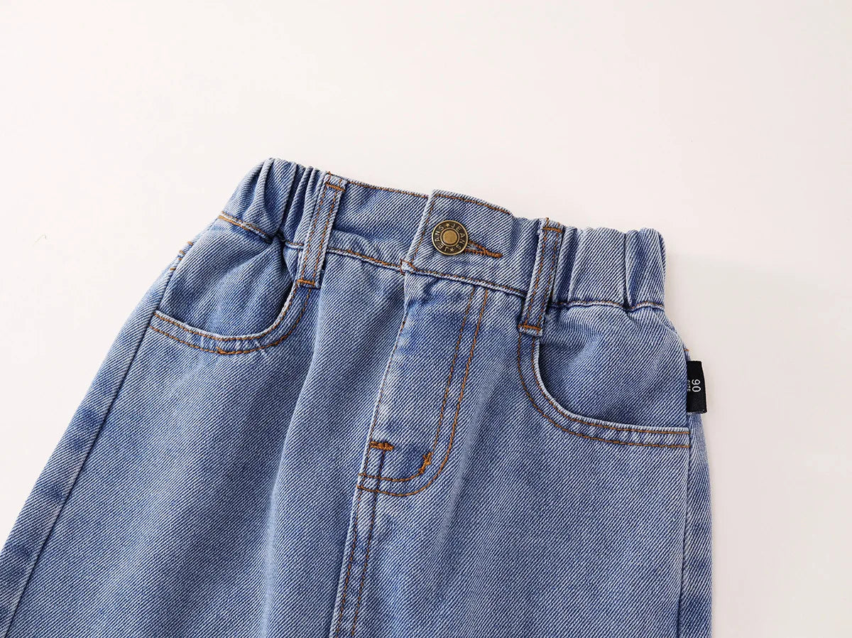 2025 Spring/Summer New Arrival Girls' Denim Pencil Skirt, Soft Washed Korean Style Baby Girl High-Waisted Skirt