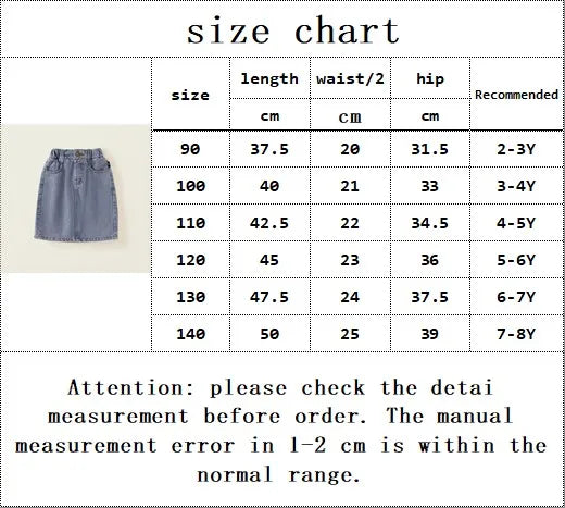 2025 Spring/Summer New Arrival Girls' Denim Pencil Skirt, Soft Washed Korean Style Baby Girl High-Waisted Skirt