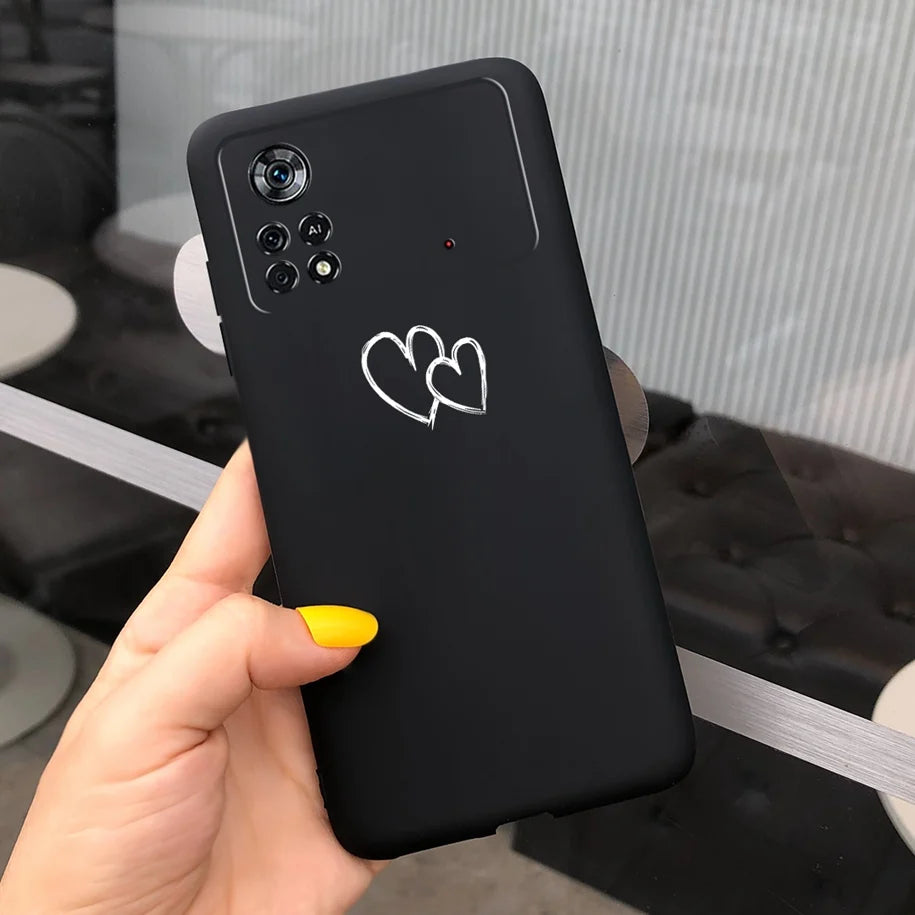 Cute Love Heart Phone Case For Xiaomi Poco X4 Pro 5G Cover Soft Silicone Matte Funda For Xiaomi Poco X4 M4 Pro 4G 5G Bumper 2022