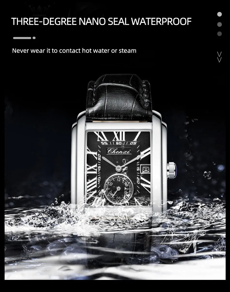 Fashion Business Watches For Men Calendar Display Quartz Watches Waterproof Leather Band Men's Wristwatch