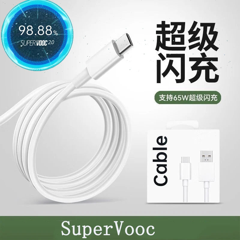 OPPO 80W 67W 65W 33W SuperVOOC 6.5A USB C Cbale Fast Charging Line Cord 100CM For OPPO Reno 12 11 10 9 Pro Find X2 X3 X5 X6 Pro