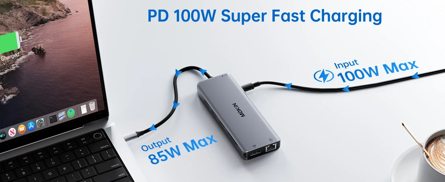 MOKiN USB C HUB 4K60Hz Type C to DP RJ45 SD&TF PD 100W Adapter Dock for MacBook Pro Air M2 M1 3*USB 3.1 10Gbps Splitter usb hub
