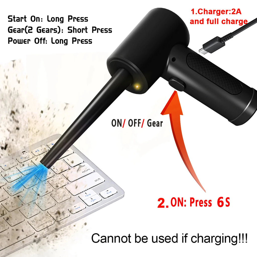 Protable Air Duster for Computer Cleaning 51000RPM Cordless Compressed Air Blower with LED Light for PC computers Keyboard Clean