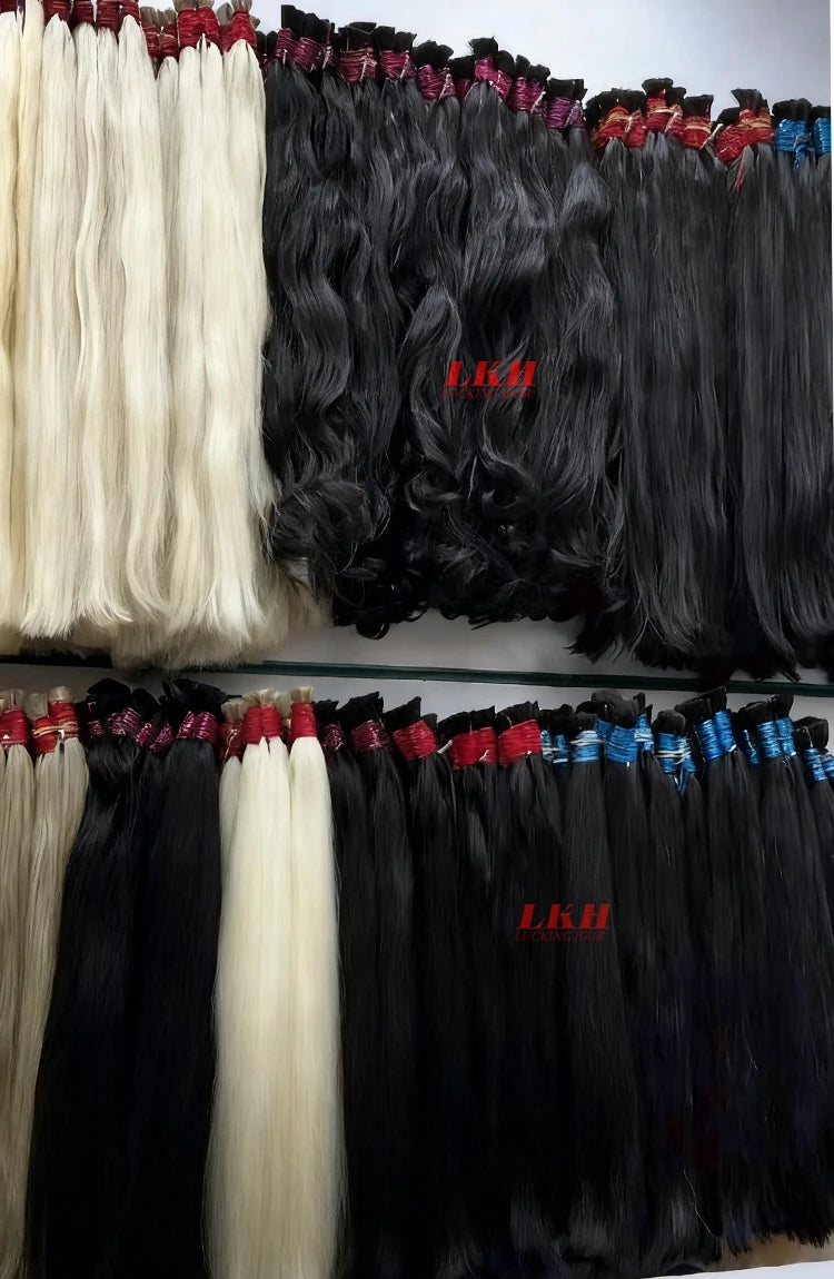 extensiones de cabello natural humano 100% natural original straight extensions raw vietnamese Indian human hair Bulk bundles