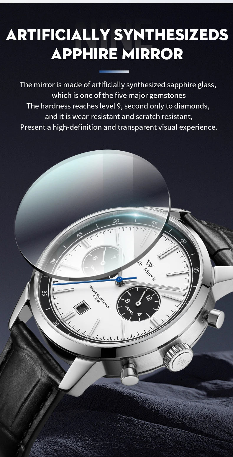 WM Watch Automatic Mechanical Watches Water Resistant Classic Casual Business Man Watch Welly Merck Watch WM138M