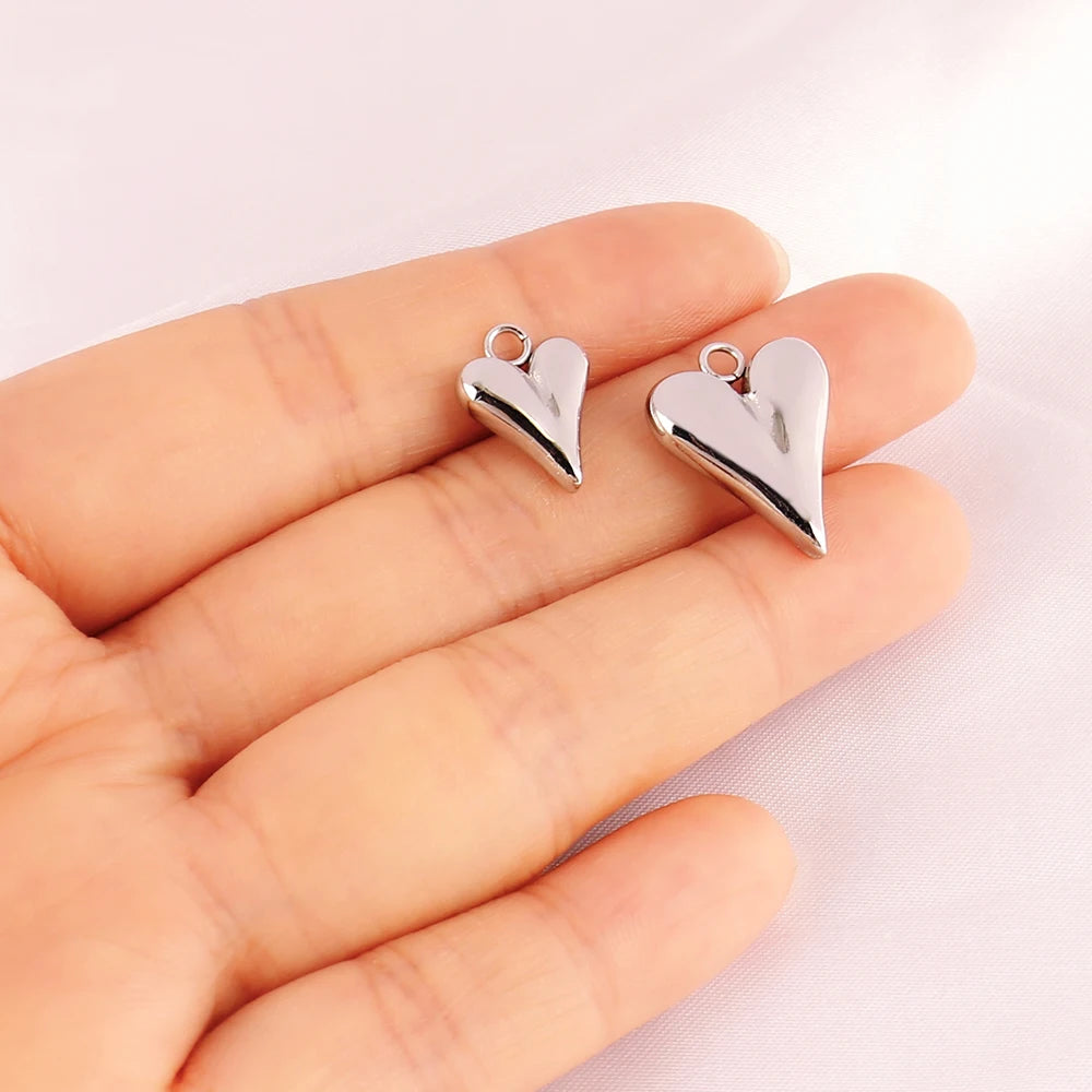 5pcs Stainless Steel Charms Heart Charms for Jewelry Making Heart Shaped Pendant Handmade Bracelets Earrings Diy Accessories