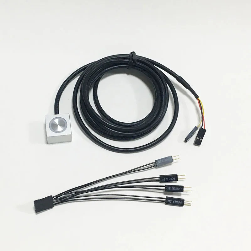 2.0m Desktop power Switch external power switch aluminum alloy magnetic self-reset small and delicate button  metal shell