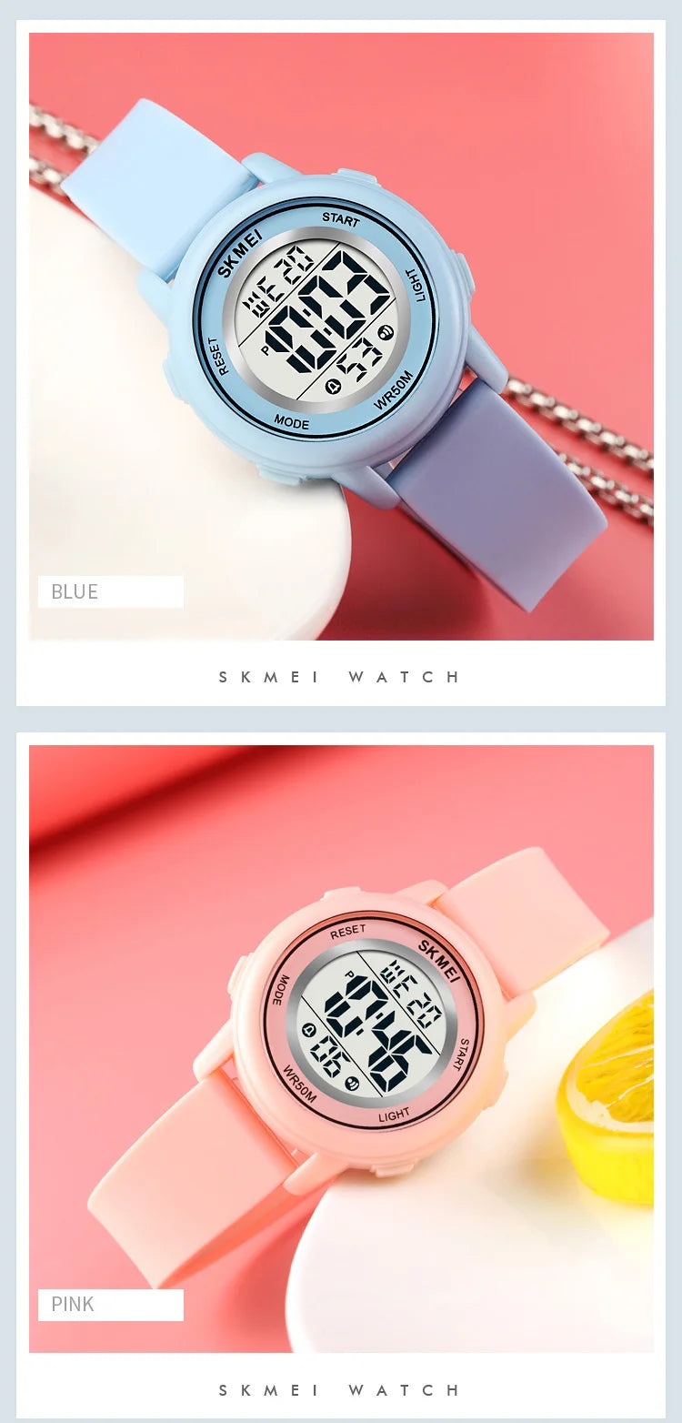 SKMEI 1721 Children Digital Color Shockproof Wristwatch for Boy Girl Sport Waterproof Colorful Kids Electronic Watch Clock 1266