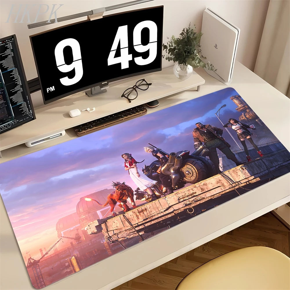 Playmat Final Fantasy Aerith Tifa Natural Rubber Deskmat Stitched Edges Mousepad Gaming Table Office Accessory Game Mouse Mats
