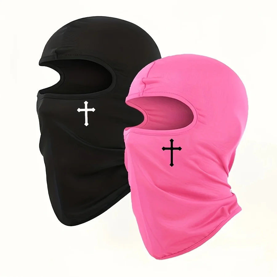 2pcs Breathable Black Balaclava Face Mask - Moisture-Wicking Polyester, Perfect for Cycling,, Hiking, Outdoor Headger