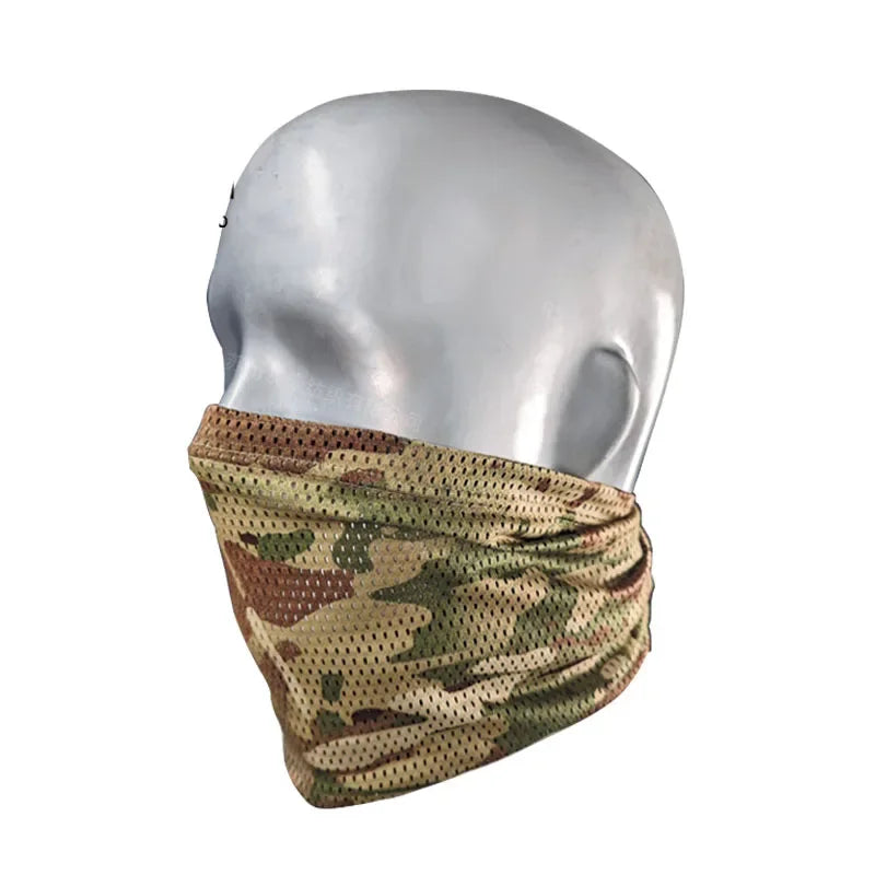 Lightweight Outdoor Cycling Sunscreen Face Shield Large Mesh Windproof Neckerchief Camo Mask Neck Gaiter Cover for Men Women