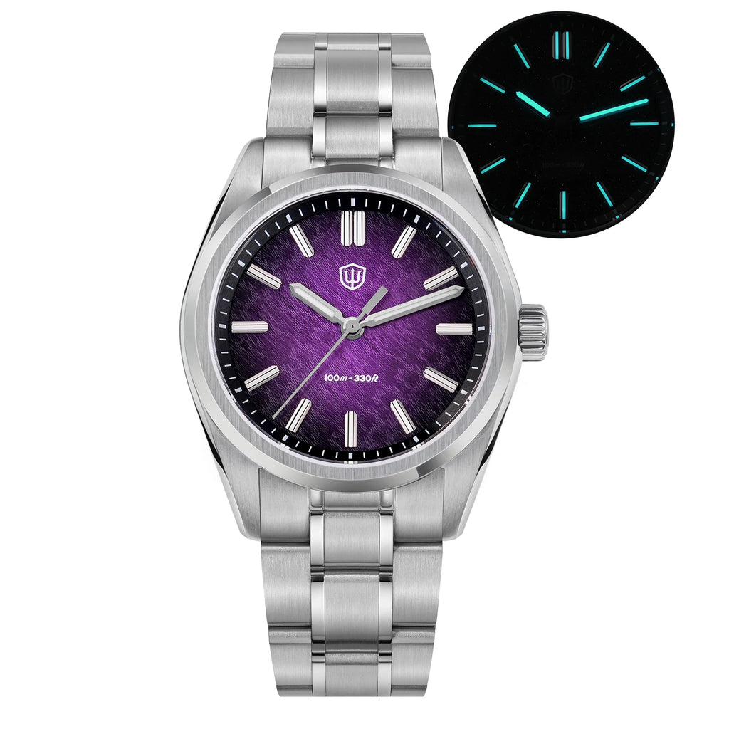 Watchdives New WD0003B ‌Aventurine Dial Watch VH31 Sweep Movement Sapphire Crystal Luminous 100m Waterproof 36mm Vintage Watche