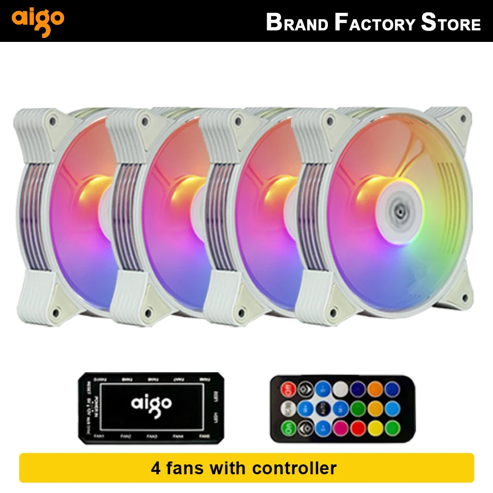 Aigo AR12 white 120mm RGB FAN ventilador PC gamer Computer Case kit Fan Cooling Cooler 12cm Adjust Speed 12V ARGB Fans ventoinha