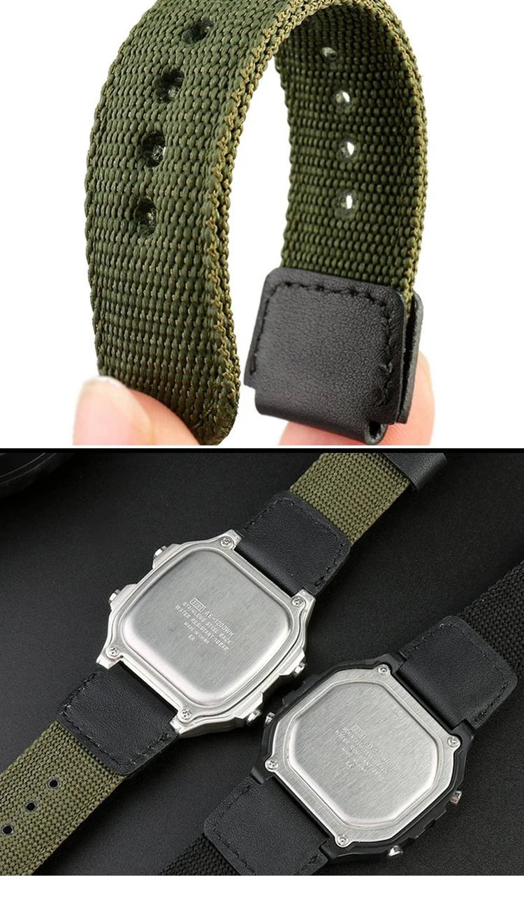 Nylon Watch Strap For Casio 3299 Series AE1200 AE-1200 1300 W-216H F91W A159 A169 A158 SGW-300/400 Canvas Sports Watchband 18mm